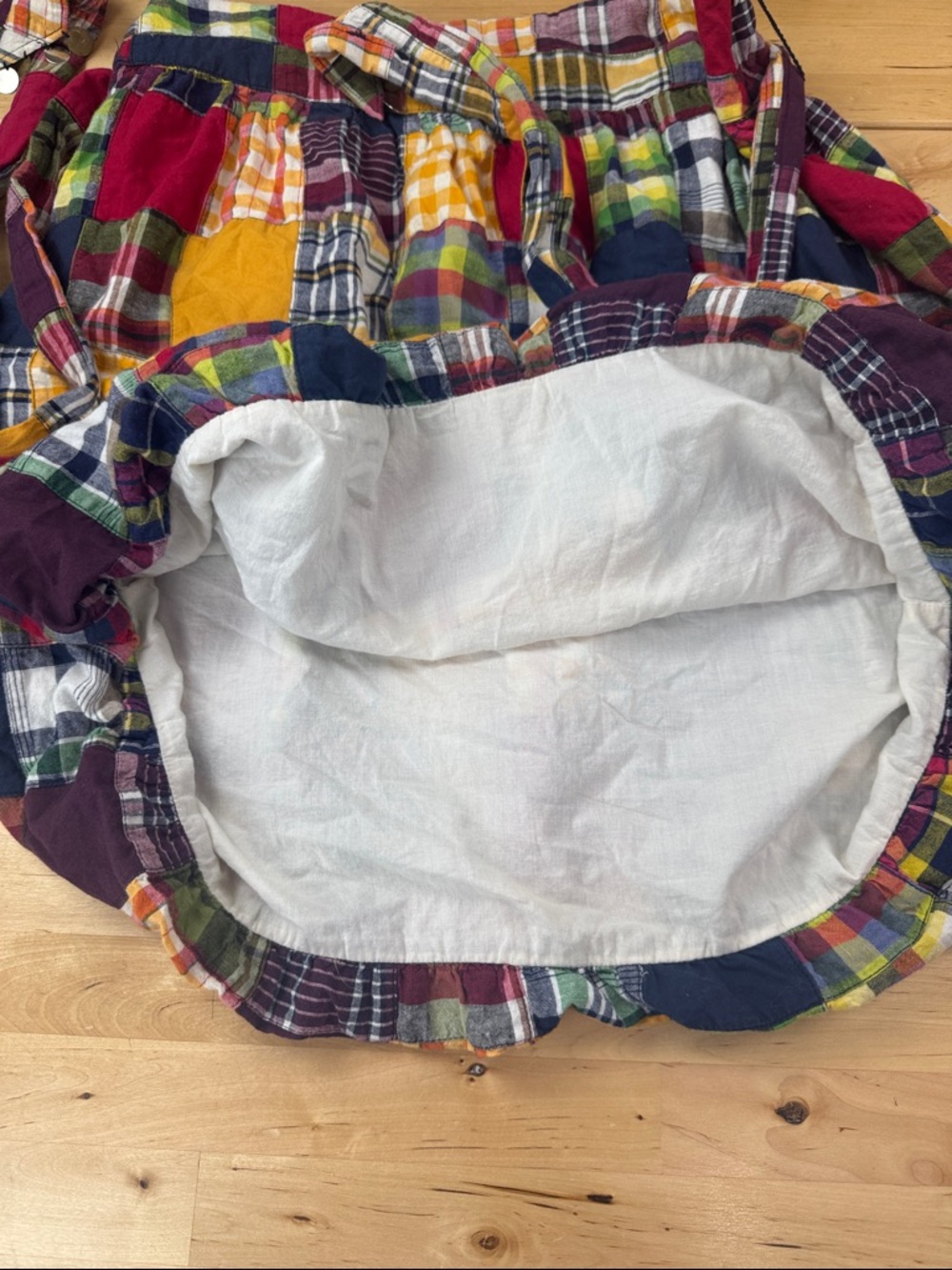 American Eagle Madras Plaid Patchwork Balloon Skirt Bubble Hem w/ Belt Size 6 - Picture 4 of 9